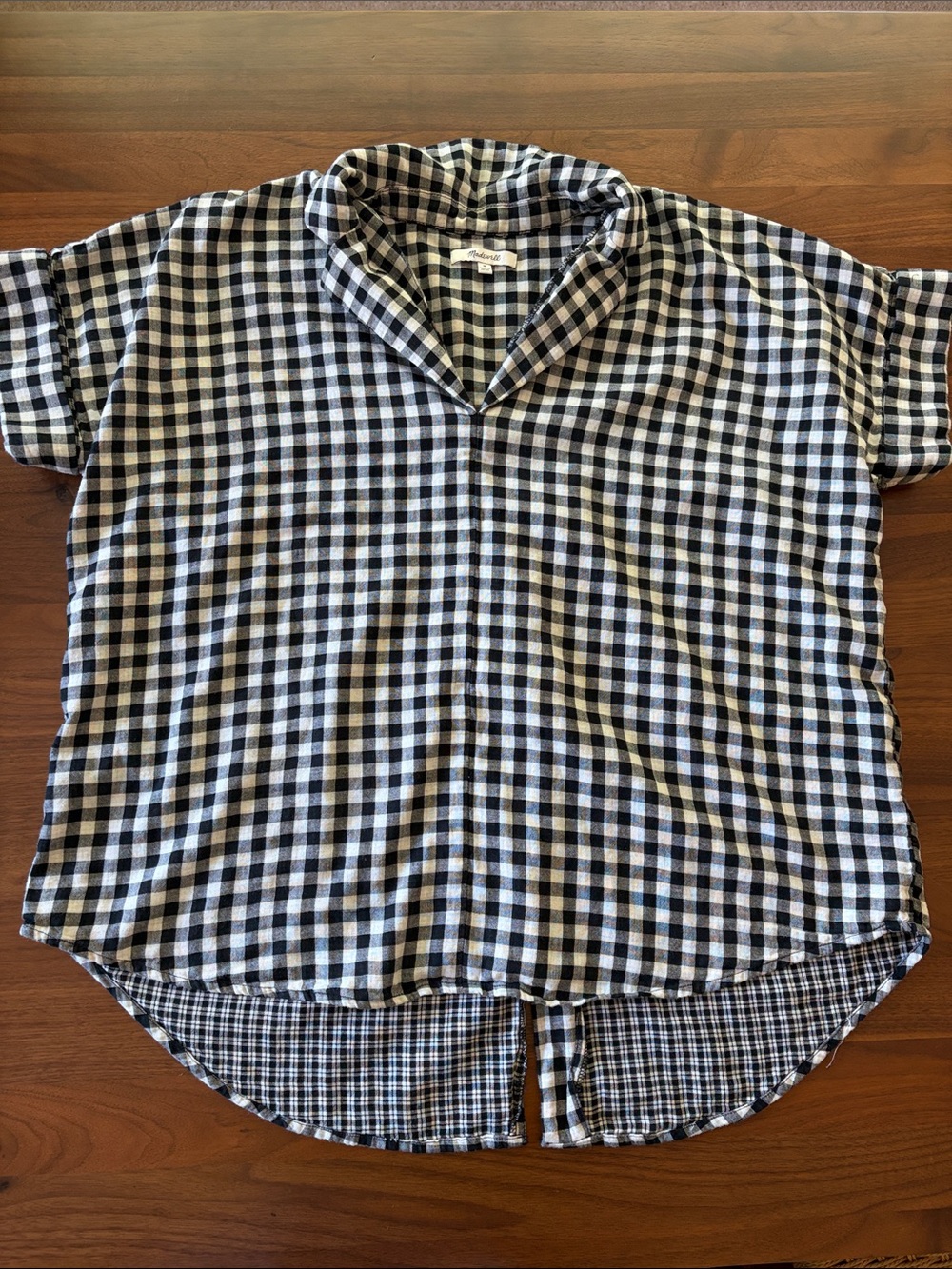 Madewell Swenson Popover Black & White Gingham Short-Sleeve Shirt